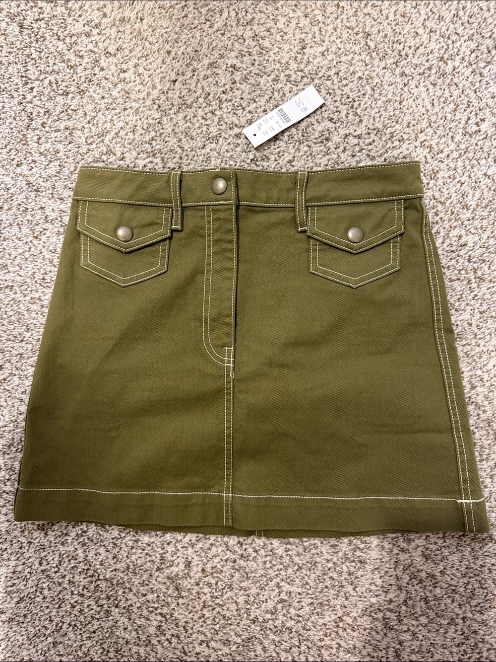 NWT j.crew green contrast stitch mini skirt sz 0